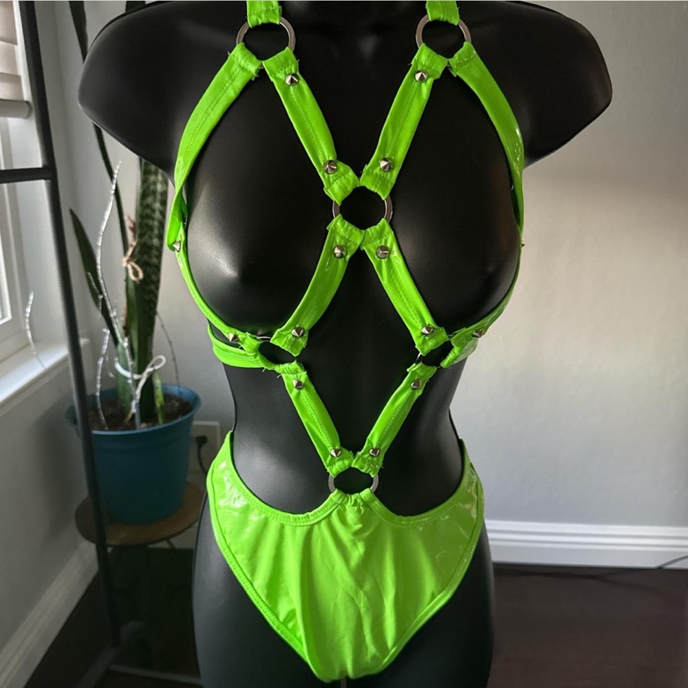 Neon Green Strappy Bodysuit